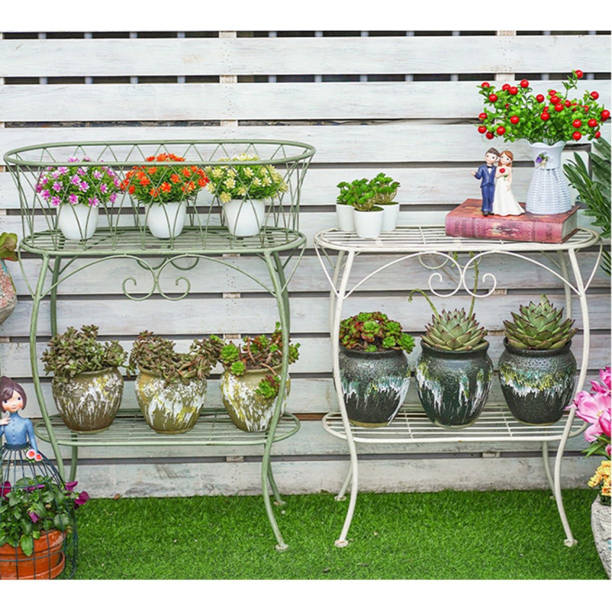 Amazon.co.jp: [GZGZ] フラワースタンド 2段 花台 アイアン カラー4