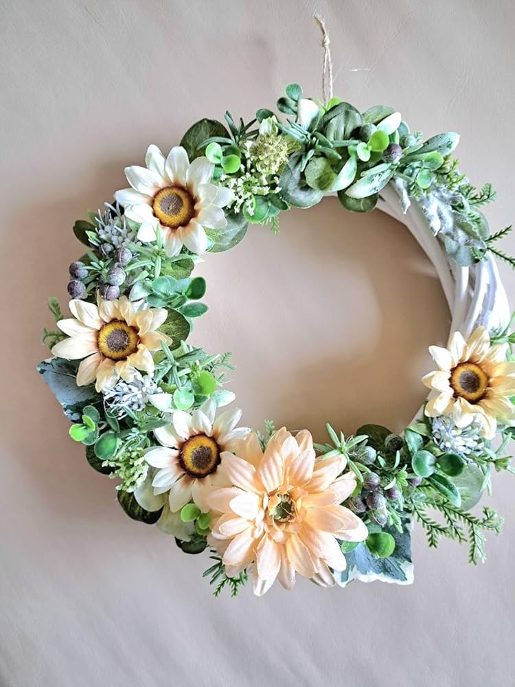 Amazon.co.jp: Lulu's ルルズ ひまわりのリース 向日葵 夏 造花