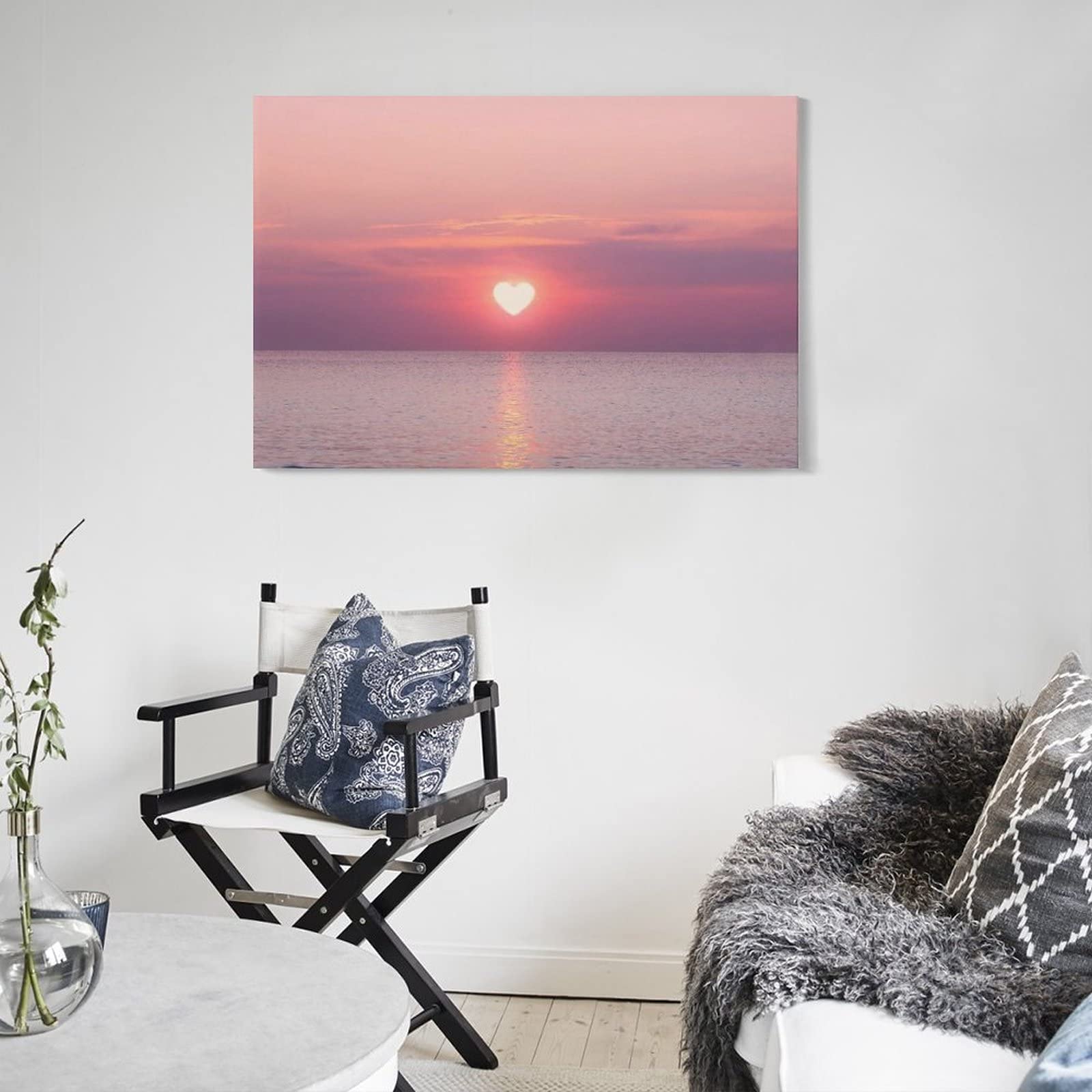 Amazon.co.jp: 素晴らしい絵画 ピンクハート 太陽 海 夕焼け 風景