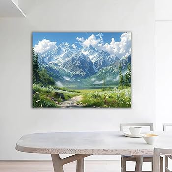 Amazon.co.jp: ZFXFHDR(へ楽ーツ) 山の絵 玄関 木の雲の風景 アート