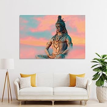 Amazon.co.jp: シヴァ神の宗教キャンバス絵画ヒンドゥー教の神々の
