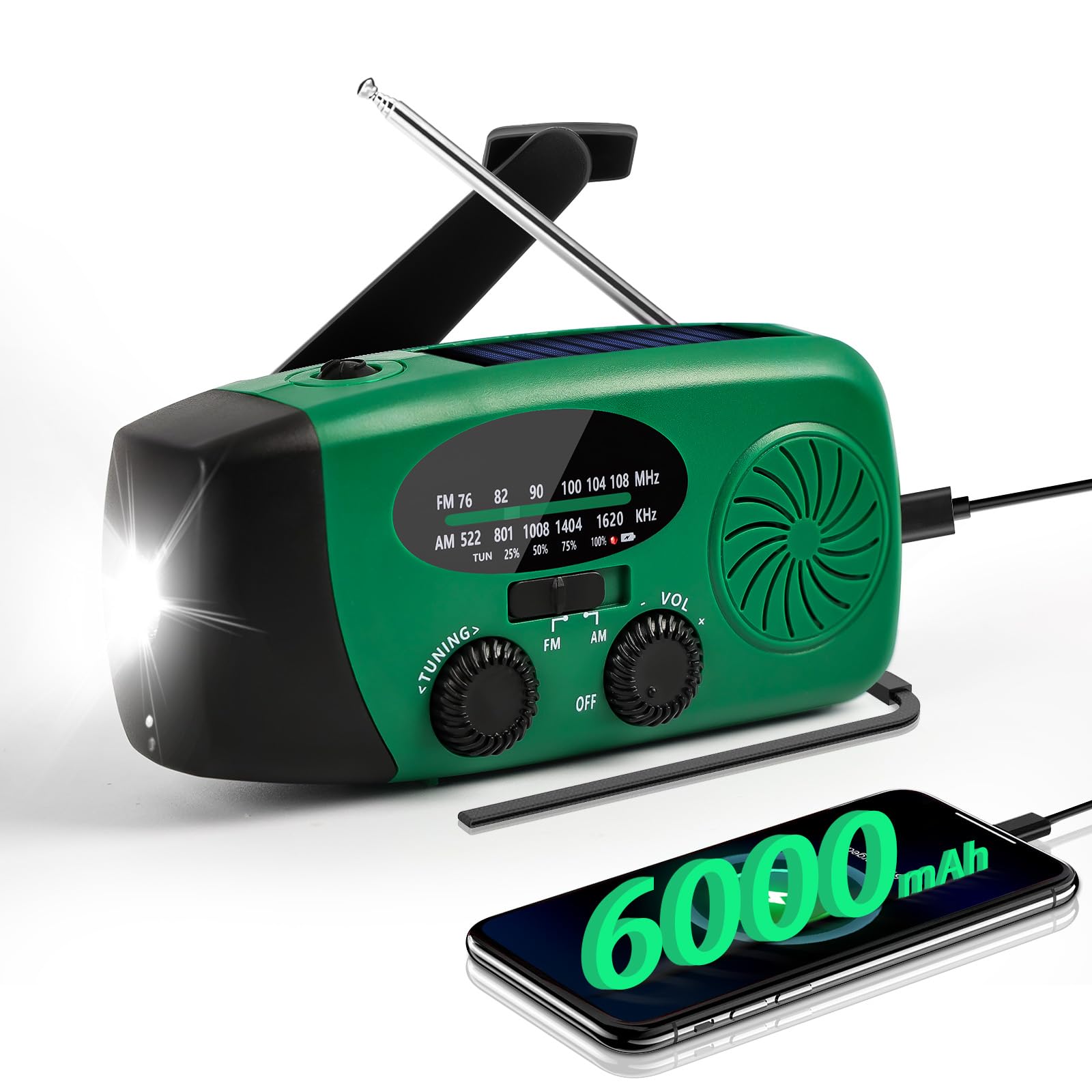 Amazon.co.jp: 防災ラジオ 多機能 防災懐中電灯ラジオ 携帯 6000mAh大