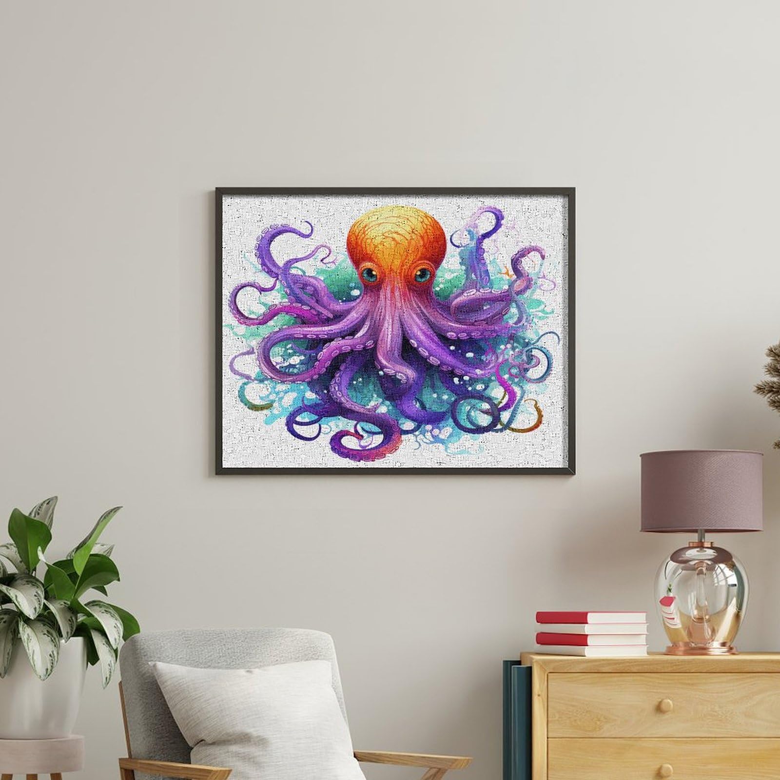 Amazon | SKTNBM デジタル油絵、カラフルなタコのプリントDIY油絵