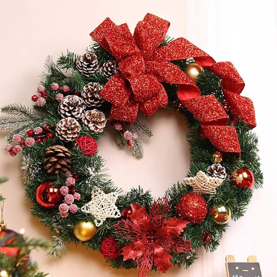 Amazon.co.jp: S&C Live クリスマスリース 特大 大型 80cm