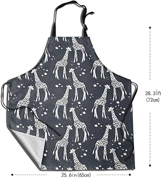 Amazon｜エプロン 防水 キリン キリン柄 (1) 前掛け 防油 防汚 食事