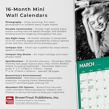 Amazon.co.jp: マリリン・モンロー 2026年 ミニカレンダー / ブラウン