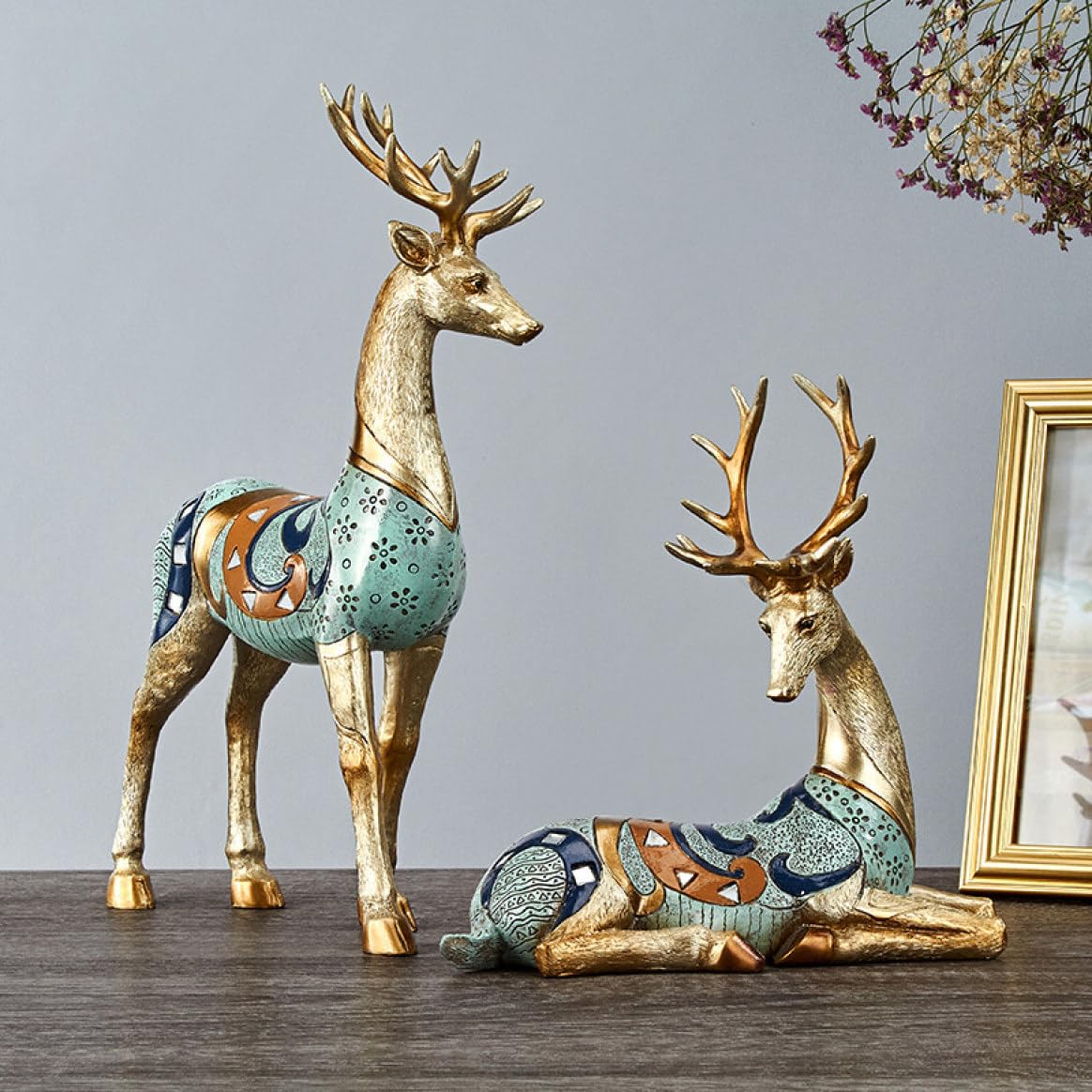 Amazon.co.jp: [dhiuebc] 動物置物 レジン シカ 置物 スタイル2