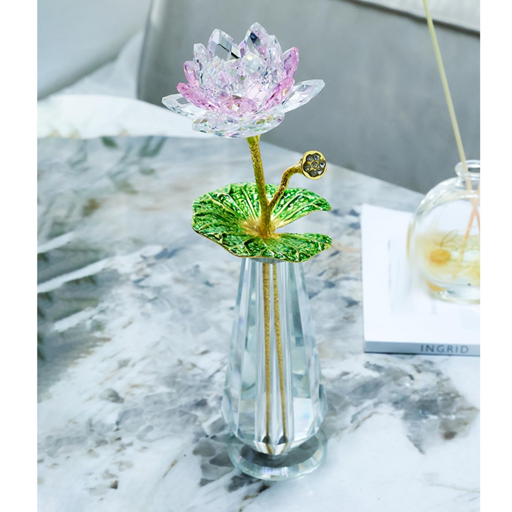 Amazon.co.jp: k9クリスタル 水晶置物 蓮の花 ガラスフラワー 枯れない