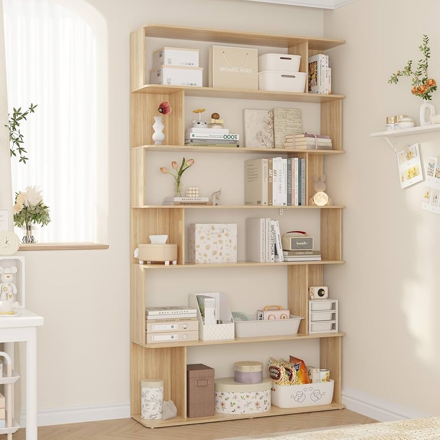 Amazon｜Timechee オープンシェルフ・ラック 6段 大容量 本棚 幅120