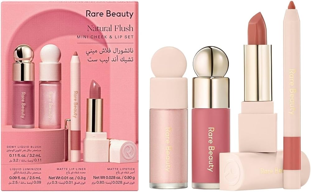 Rare Beauty Natural Flush Mini Cheek & Lip Set - Includes Liquid