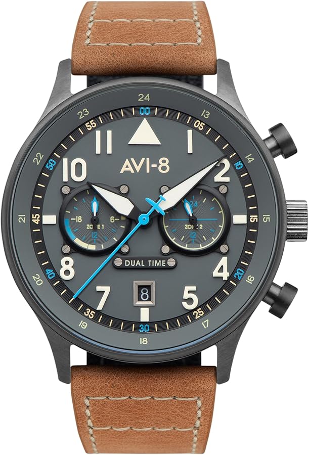 Amazon.com: AVI-8 Mens 43.5mm Hawker Hurricane Carey Dual Time