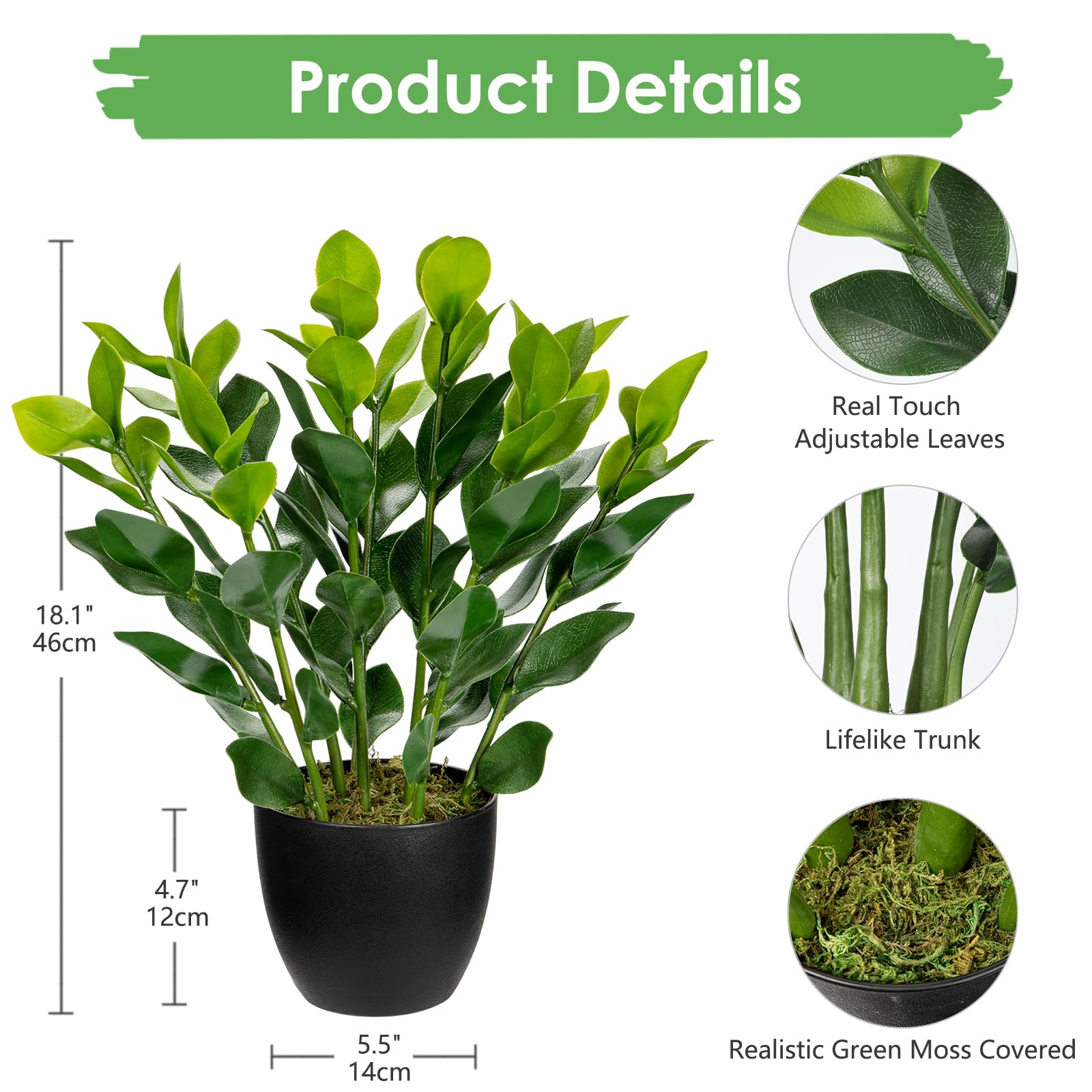 Amazon｜人工植物 屋内 フェイク植物 ブラックポット 人工ZZ植物