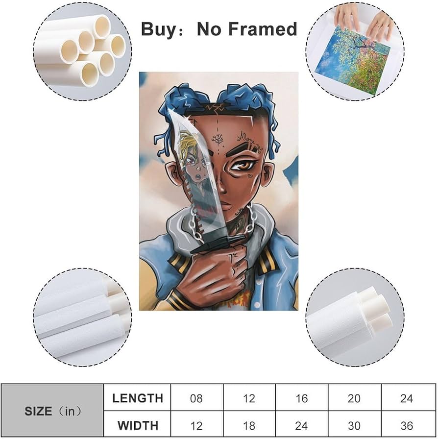 Amazon.co.jp: XXXTENTACION Cartoon Character Poster ポスター装飾