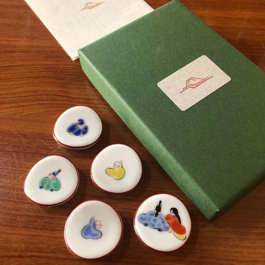 Amazon.co.jp: 深川製磁 箸置き 六歌仙 赤 朱色 はしおき 箸置 深川製