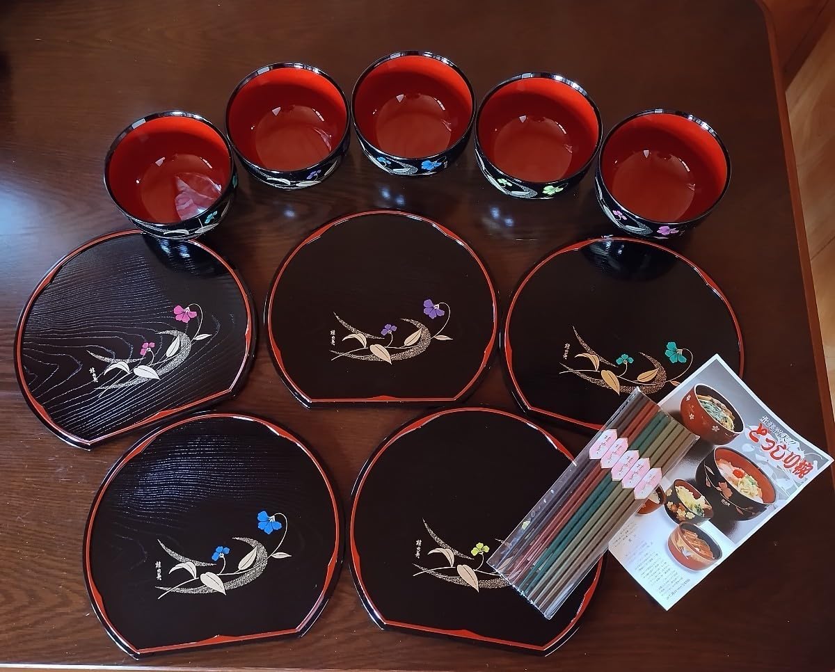 Amazon.co.jp: 込 桂由美 どっしり椀 箸 お盆 セット まとめ売り 和