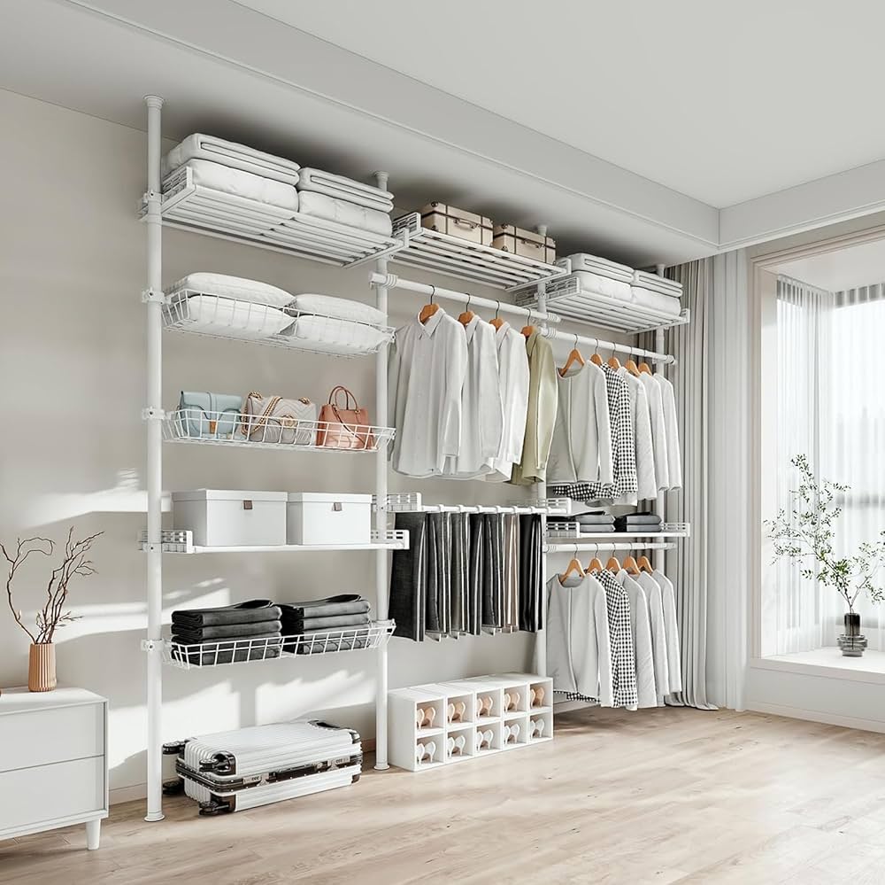 Amazon｜errtsdb 突っ張りハンガーラック 縦横伸縮 天井 突っ張り服