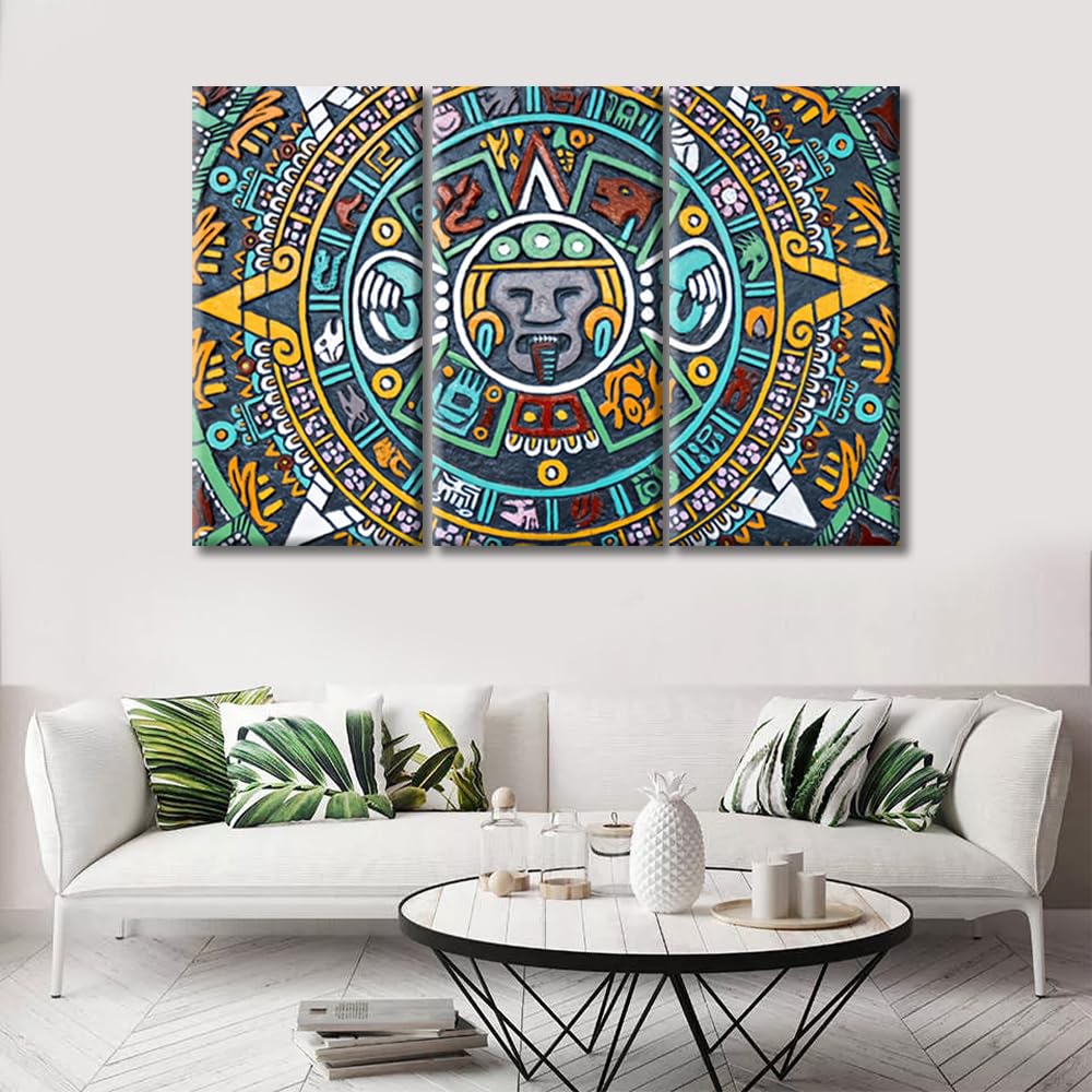 Amazon.co.jp: アステカカレンダーウォールアート リビングルーム用 3