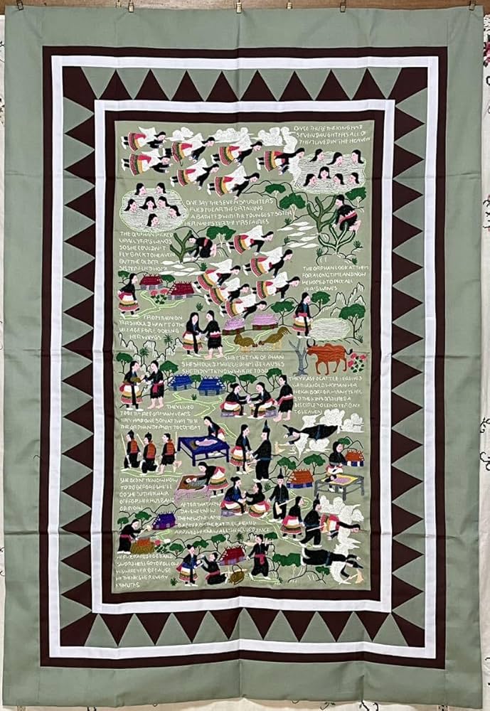 Amazon.co.jp: ラオス モン族 刺繍 壁掛け タペストリー 7 : おもちゃ