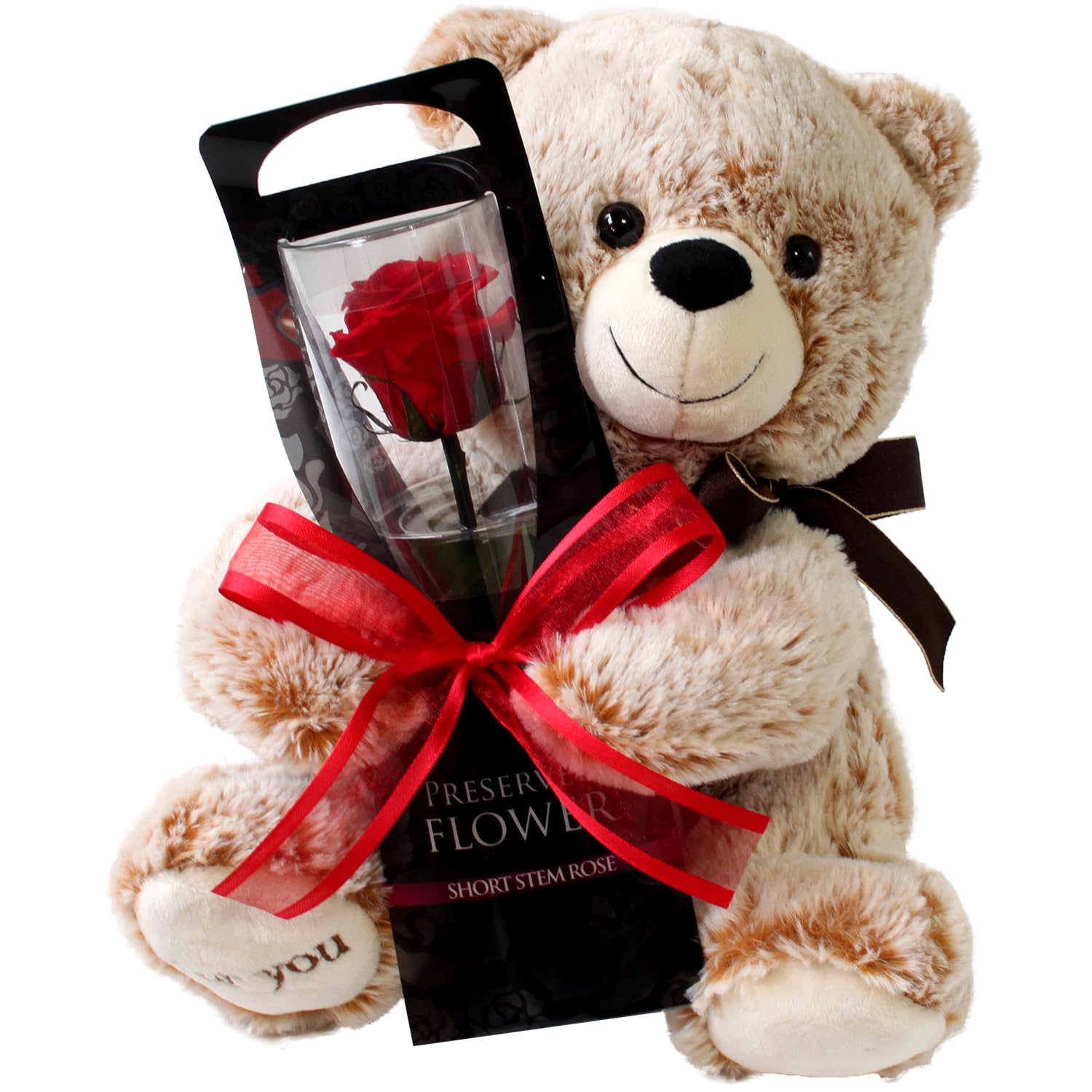 Amazon｜プリザーブドフラワー プリザードフラワー クマさんと一輪の