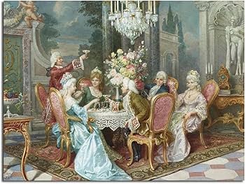 Amazon.co.jp: クラシックな宮廷貴族の飲酒パーティーキャンバス絵画