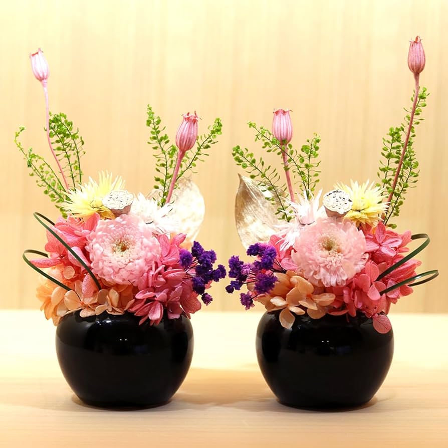 Amazon｜枯れない 仏花 2個 一対 セット プリザーブドフラワー 仏壇