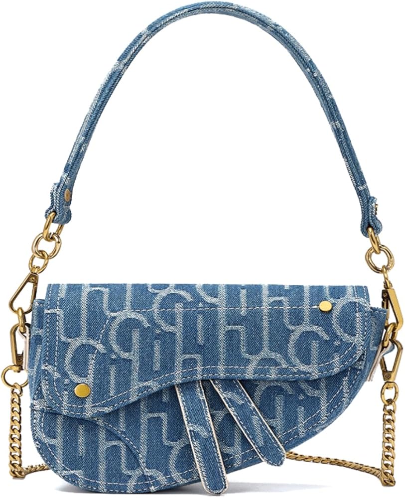 Amazon.com: ONE2MAY Denim Saddle Bag Clutch Purse Shoulder Handbag