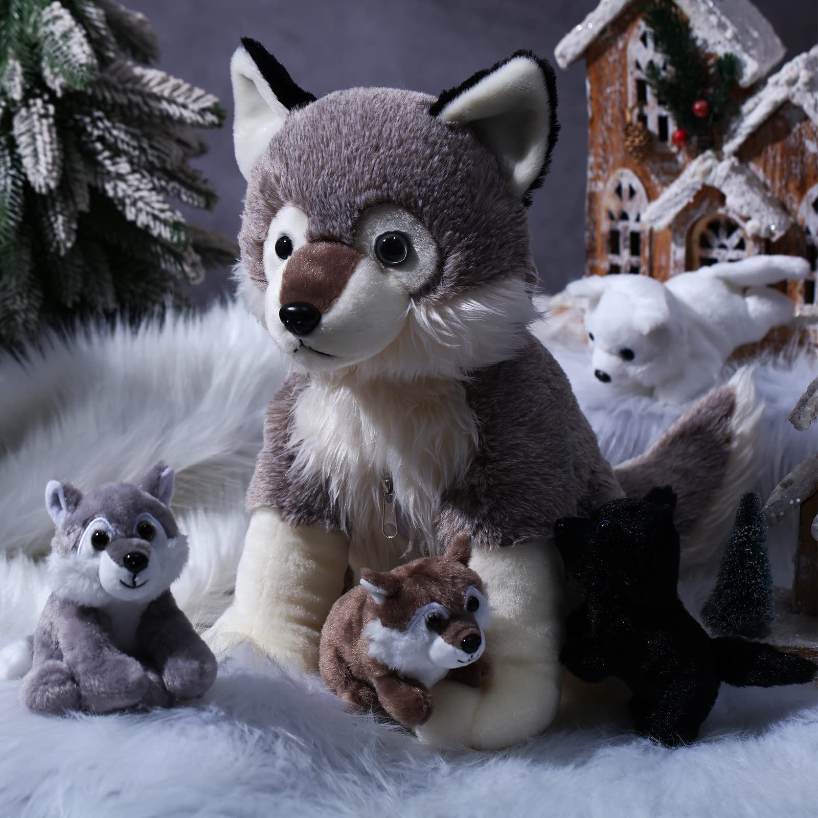 Amazon.co.jp: Honoson オオカミぬいぐるみ5点セット 14インチ マミー