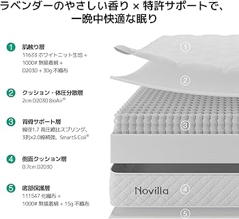Amazon.co.jp: 【Lavender マットレス】Novilla マットレス シングル