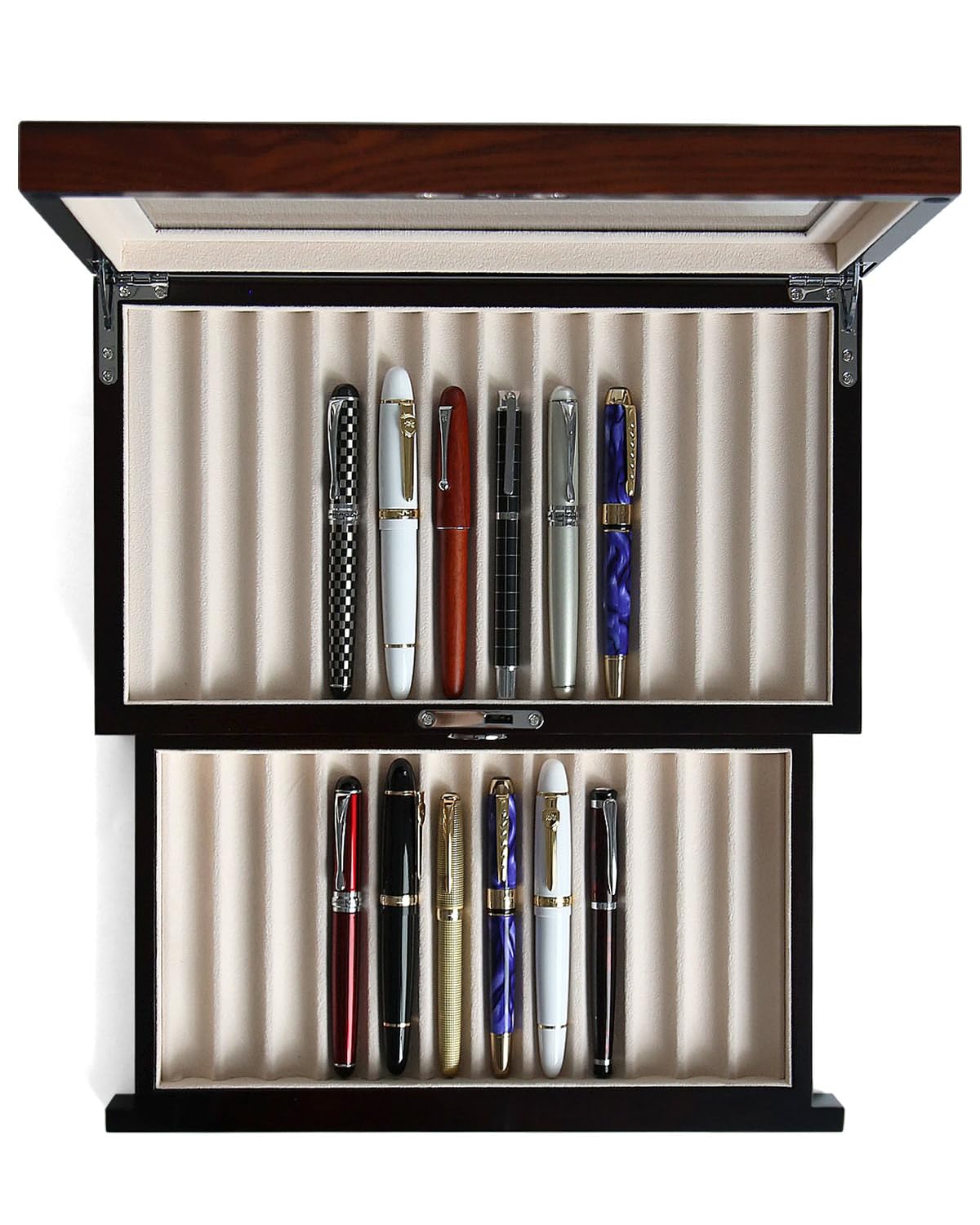 Amazon.co.jp: Besforu 木製ペンディスプレイケース 24スロット 万年筆