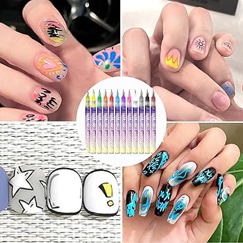 Amazon.co.jp: ネイルアート描画ペン 12 色ネイルアートペンセット防水