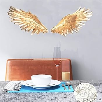 Amazon.co.jp: 金属の天使の​​翼の壁の彫刻、装飾的な大きな翼の壁の