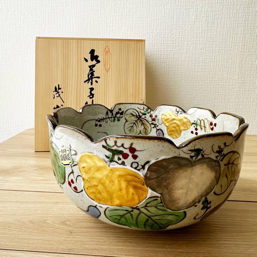 Amazon.co.jp: T808 茂山窯 造 ヒサゴ 菓子鉢 共箱付 高級陶器 手書き