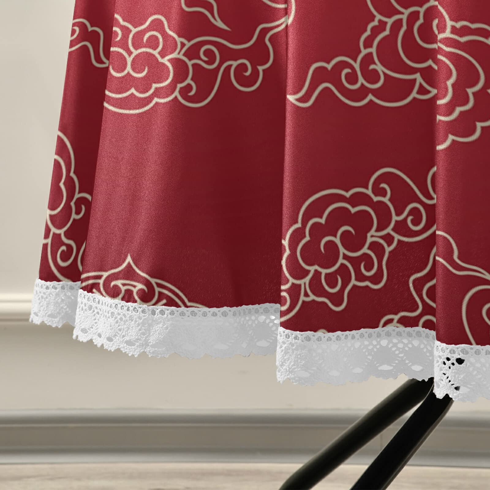 Amazon｜テーブルクロス 円形 中国風 中華風 赤 レッド テーブルマット