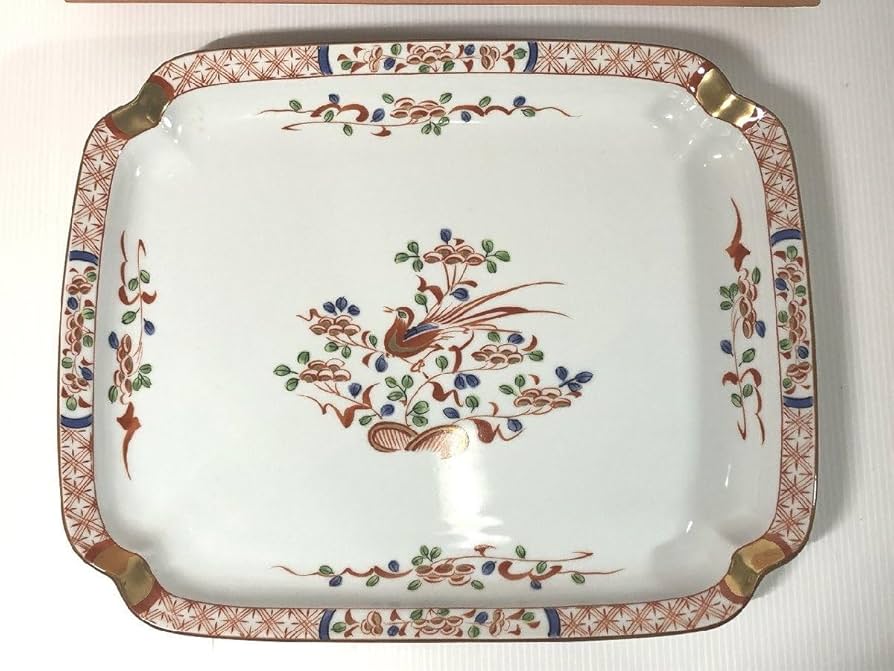 Amazon.co.jp: たち吉 赤絵 金彩花鳥 角皿 たち吉 大皿 橘吉 40