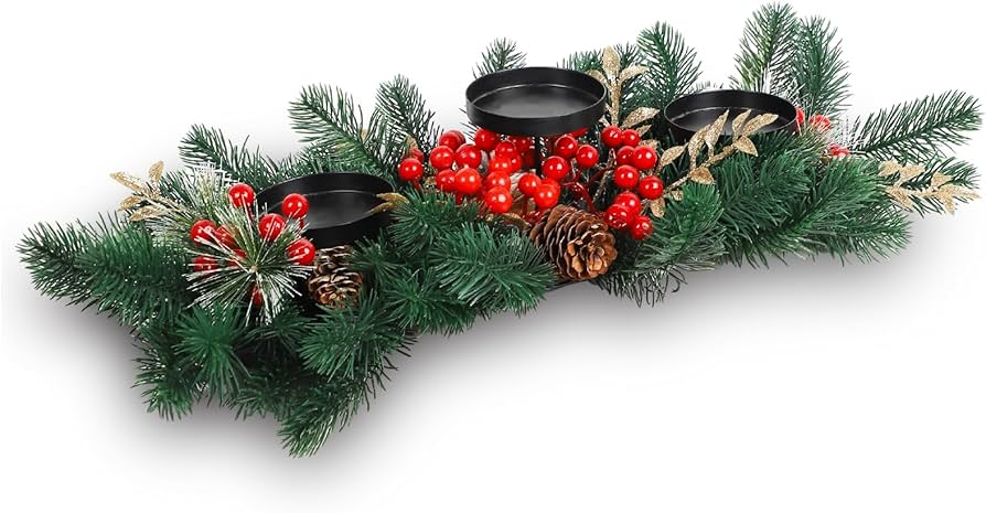 Amazon.co.jp: MorTime クリスマスセンターピース キャンドルホルダー3