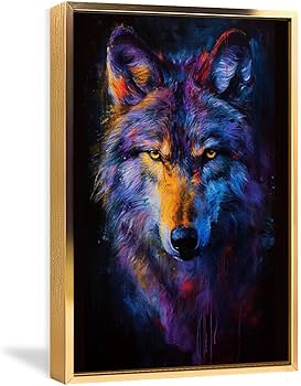 Amazon.co.jp: 絵画 オオカミの視線インテリア 絵画 超リアルな動物