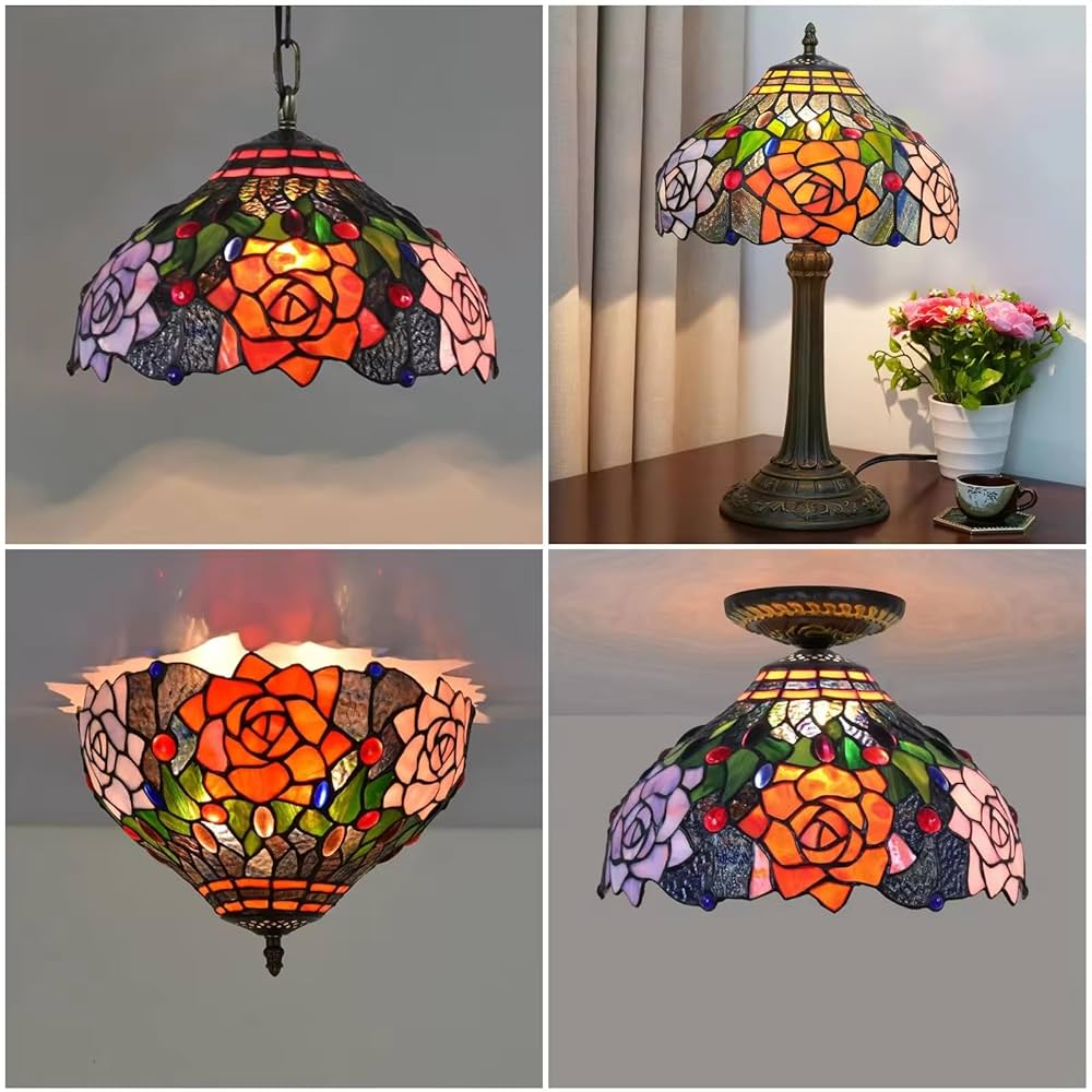 昭和レトロ 日立照明 LS603 WH 花柄シェードランプ アンティーク調