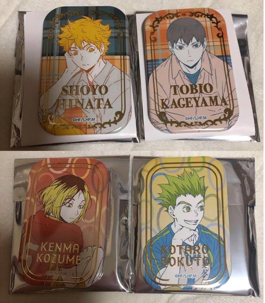ハイキュー！！スクエア缶バッジ BOX オフショット 第一弾、第二弾7点