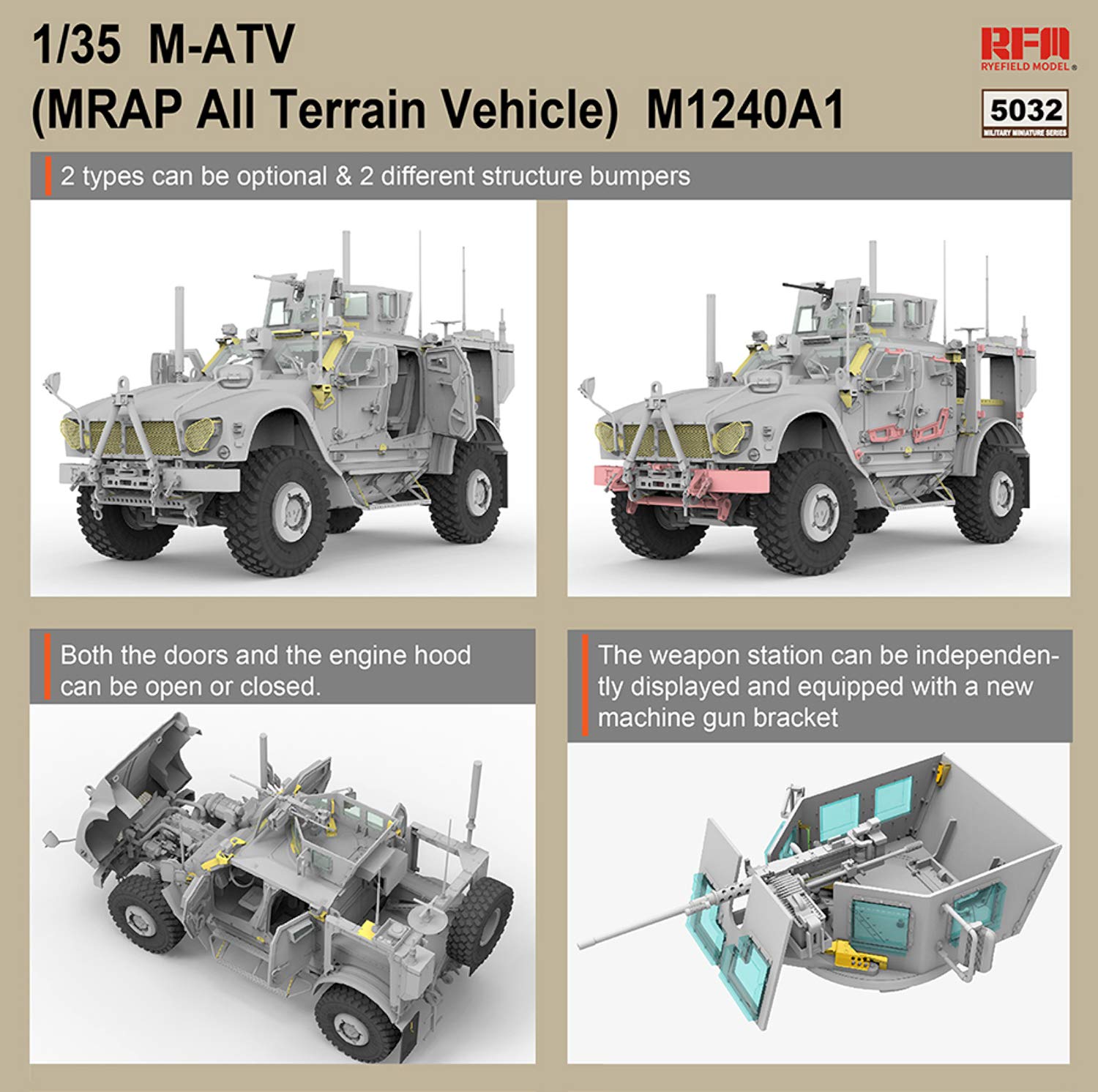 Amazon.com: Rye Field Model RFM5032 5032 1/35 US MRAP ATV M1240A1