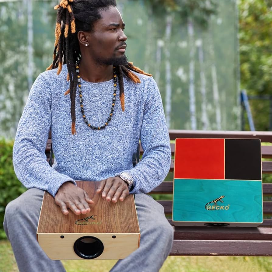 Amazon.com: GECKO Cajon Drum Dual Sided Wooden Cajon with Bongo