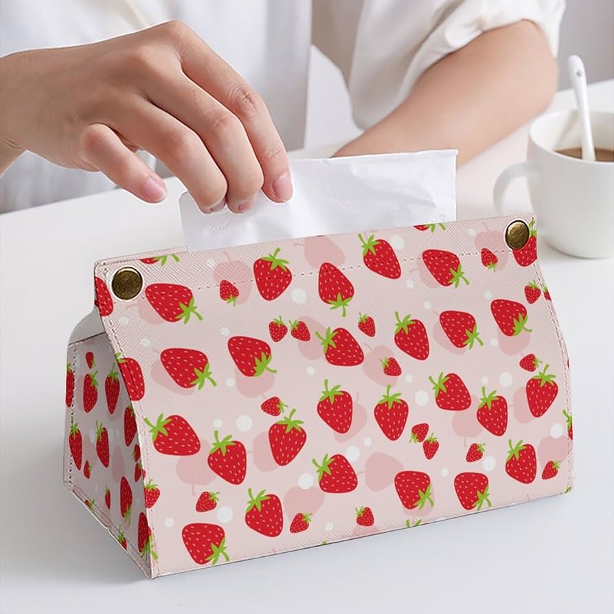 Amazon｜ティッシュケース いちご柄 苺柄 イチゴ柄 ティッシュボックス