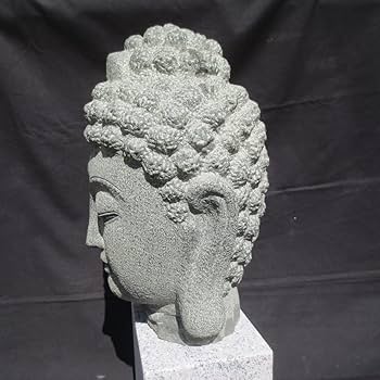 Amazon.co.jp: 仏頭 仏像 石 みかげ石 オブジェ 置物 仏教 御影石 高さ