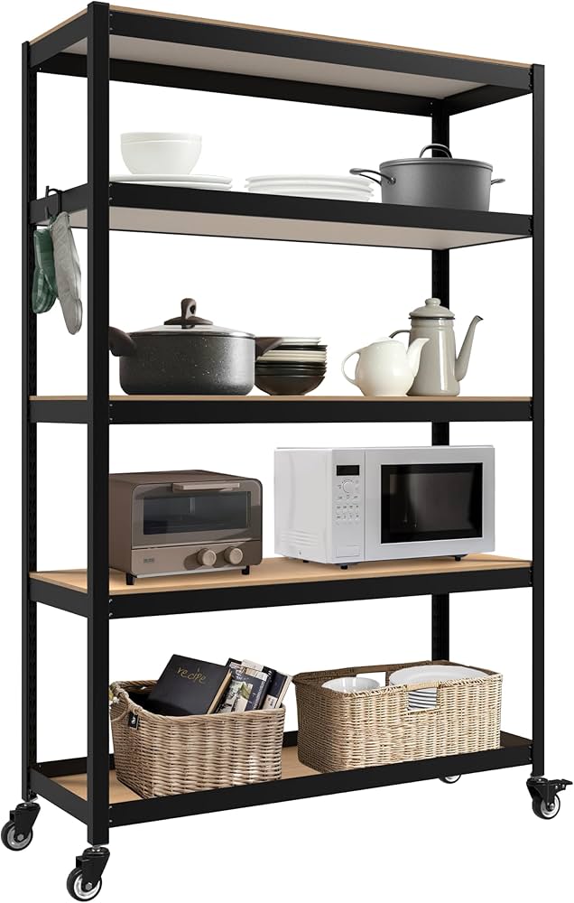 Amazon｜HOMEDANT House 組立簡単 ラミネート スチールラック キッチン