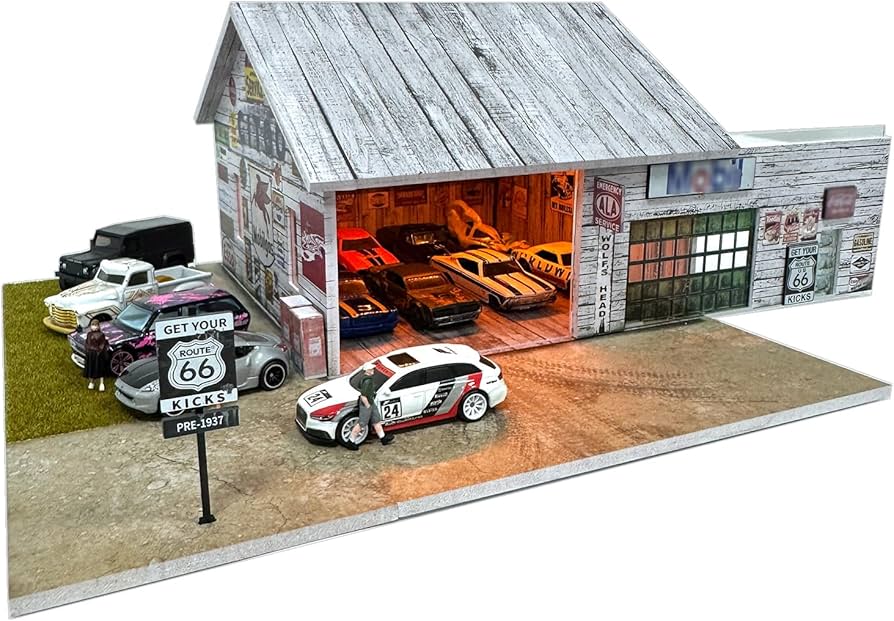 Amazon.com: Bivitre 1/64 Diorama Display Case Garage with LED
