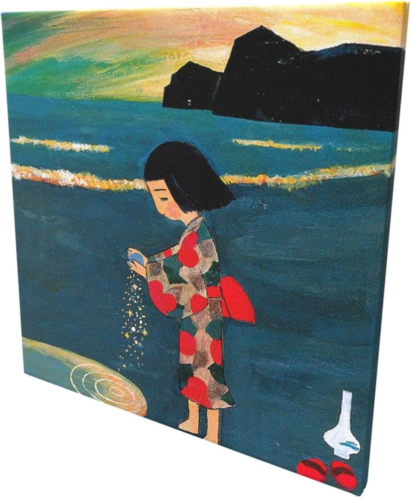 Amazon｜絵画 フレーム装飾画 谷内六郎 銀の砂金の砂 キャンバスアート