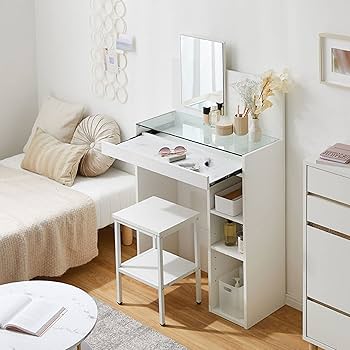 Amazon｜LOWYA ロウヤ ドレッサー 鏡台 メイク台 チェア付き