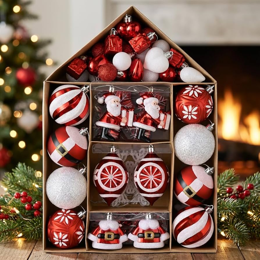 Amazon.com: Valery Madelyn Christmas Ornaments Set, 70ct Red and