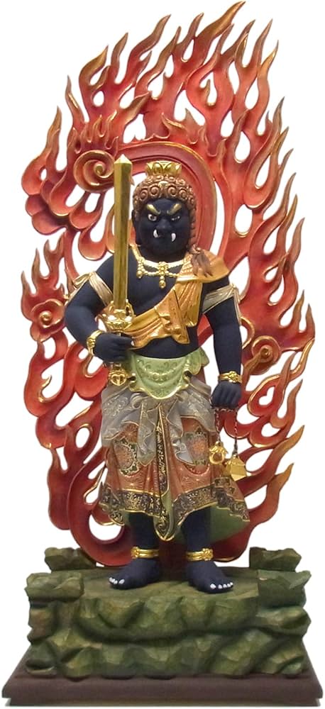 Amazon | 楠 彩色不動明王 立像 87cm 最上彫り 木彫り 仏像 | Ryusho
