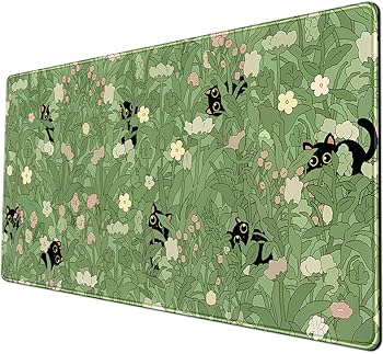 Amazon | グリーン デスクマット XL 猫 かわいい 植物 クール デスク