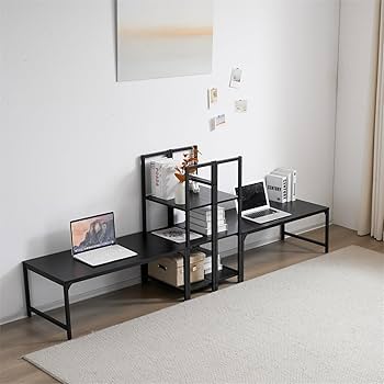 Amazon | H型PCデスク ロータイプ一体型 ラック付き デスク ワーク